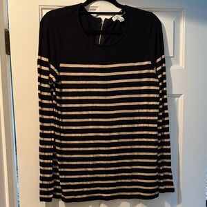 Striped Black and Cream Long Sleeve Top